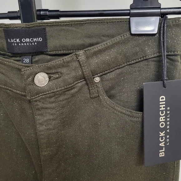 Black Orchid Green Skinny Jeans High Waist Stretch